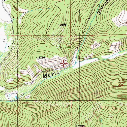 Topographic Map of Searchlight Creek, ID