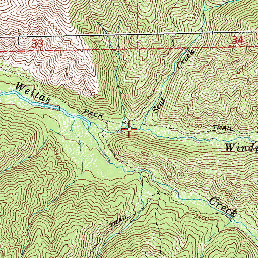 Topographic Map of Seat Creek, ID