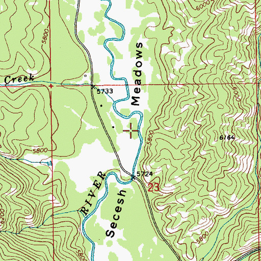 Topographic Map of Secesh Meadows, ID
