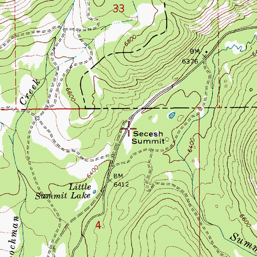 Topographic Map of Secesh Summit, ID