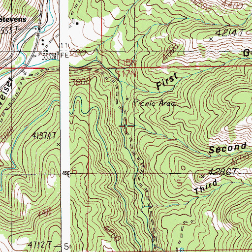 Topographic Map of Second Gulch, ID