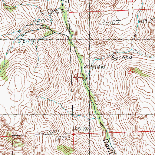 Topographic Map of Second Spring Creek, ID