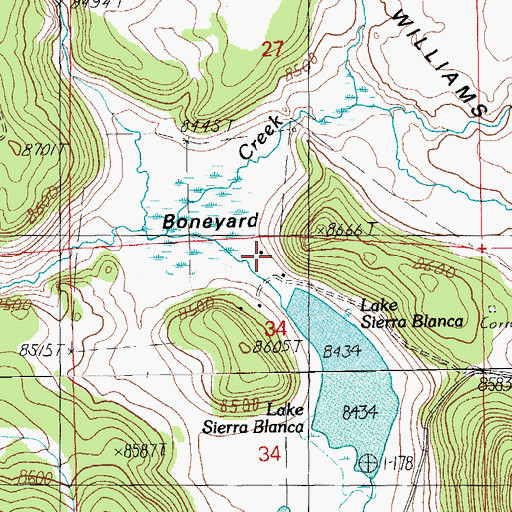 Topographic Map of Boneyard, AZ