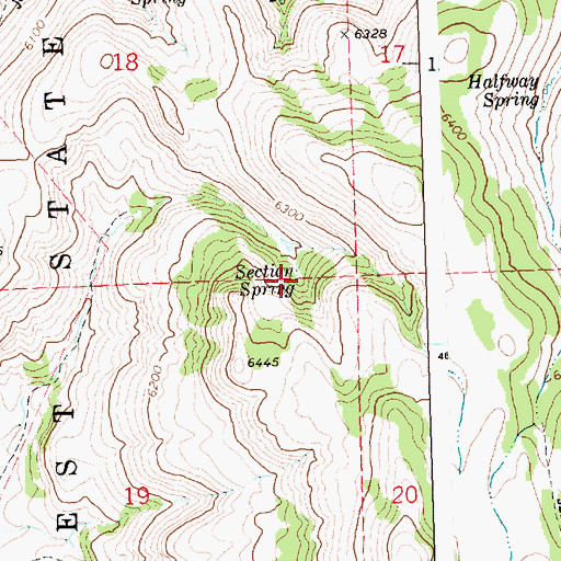 Topographic Map of Section Spring, ID