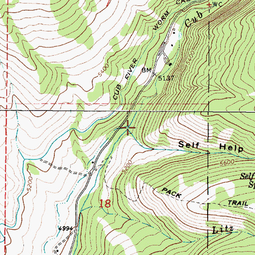 Topographic Map of Self Help Hollow, ID