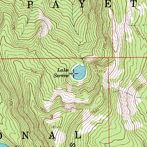 Topographic Map of Lake Serene, ID