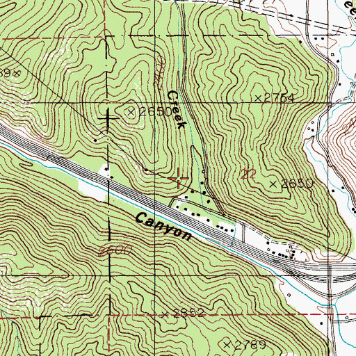 Topographic Map of Service Creek, ID