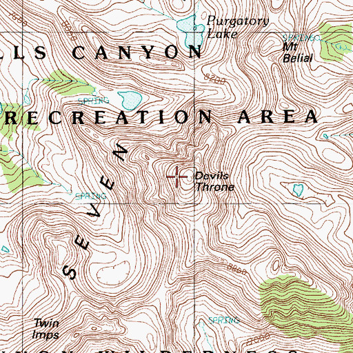 Topographic Map of Seven Devils Mountains, ID