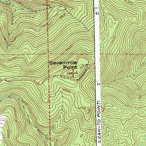 Topographic Map of Sevenmile Point, ID
