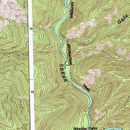 Topographic Map of Shake Creek, ID