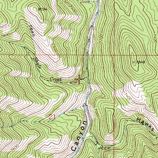 Topographic Map of Shale Creek, ID