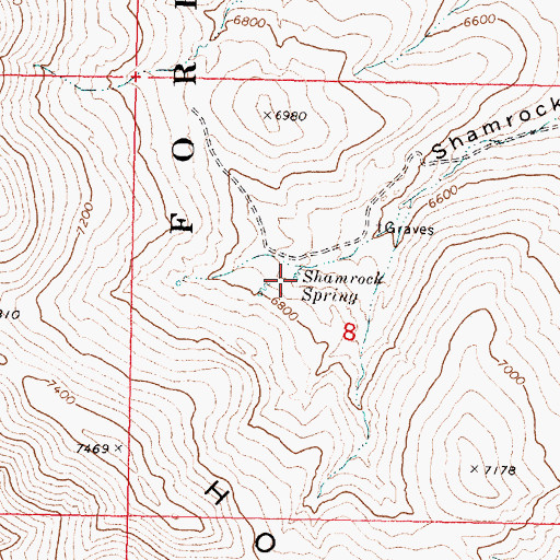 Topographic Map of Shamrock Spring, ID