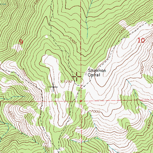 Topographic Map of Shannon Corral, ID