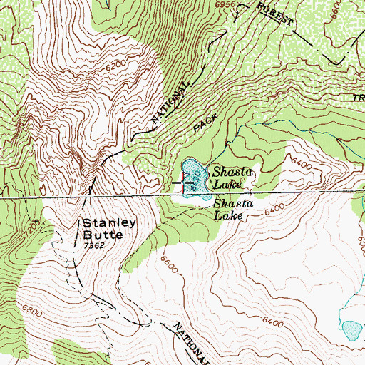 Topographic Map of Shasta Lake, ID