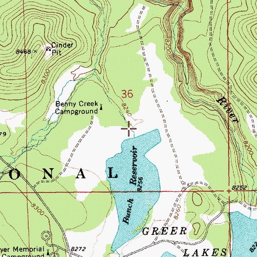 Topographic Map of Bunch Reservoir Dam, AZ