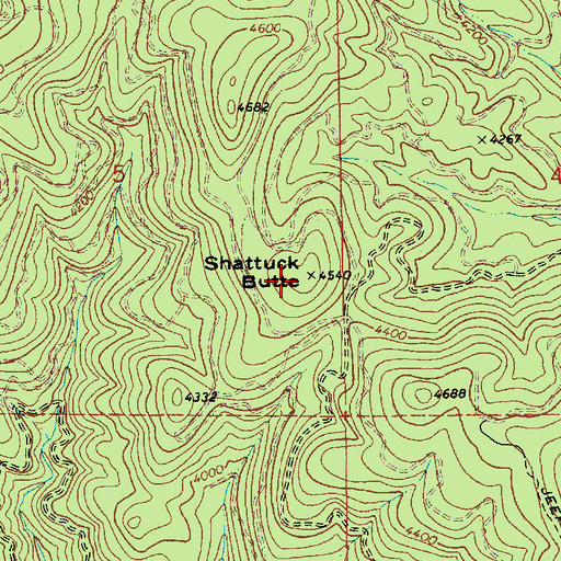Topographic Map of Shattuck Butte, ID