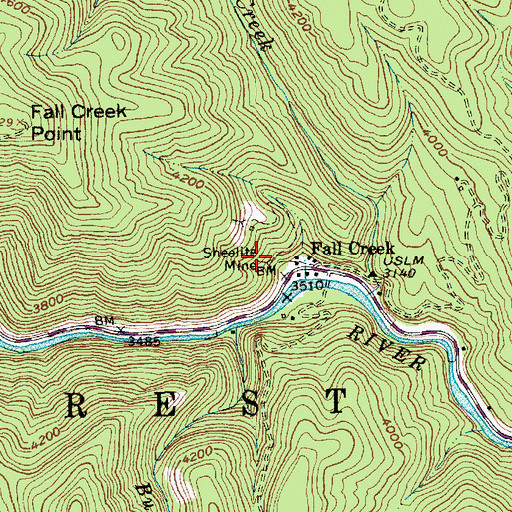 Topographic Map of Sheelite Mine, ID