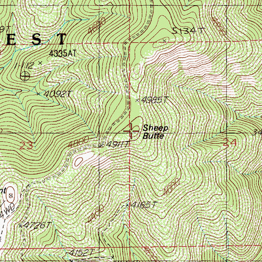 Topographic Map of Sheep Butte, ID