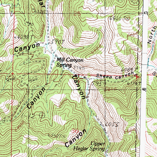 Topographic Map of Sheep Canyon, ID