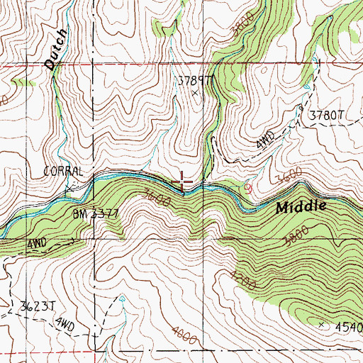 Topographic Map of Sheep Creek, ID