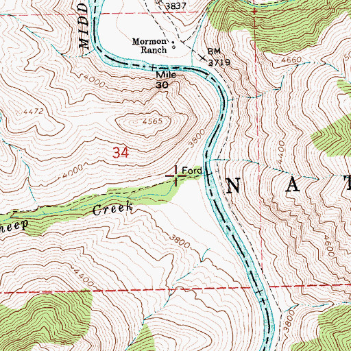 Topographic Map of Sheep Creek, ID