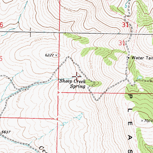 Topographic Map of Sheep Creek Spring, ID
