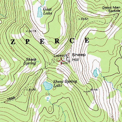 Topographic Map of Sheep Hill, ID