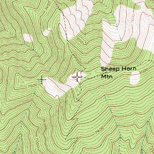 Topographic Map of Sheep Horn Mountain, ID