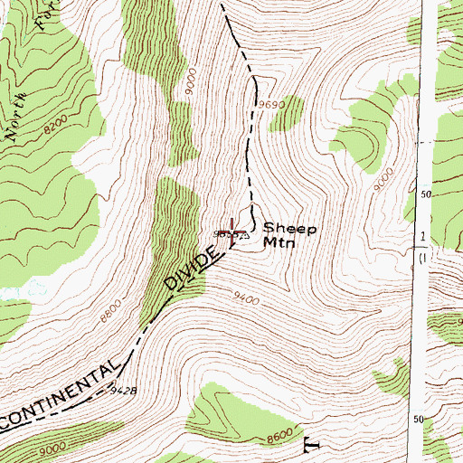 Topographic Map of Sheep Mountain, ID
