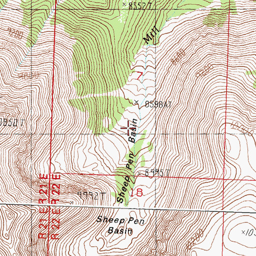 Topographic Map of Sheep Pen Basin, ID