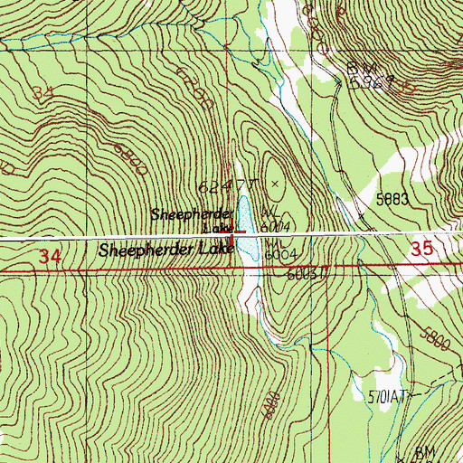 Topographic Map of Sheepherder Lake, ID
