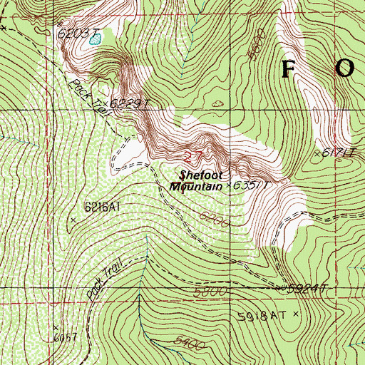 Topographic Map of Shefoot Mountain, ID