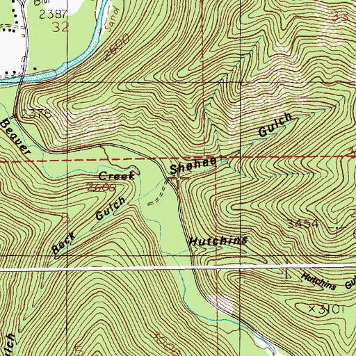 Topographic Map of Shehee Gulch, ID