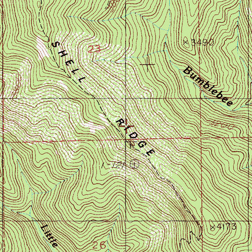 Topographic Map of Shell Ridge, ID