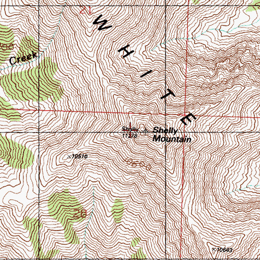 Topographic Map of Shelly Mountain, ID