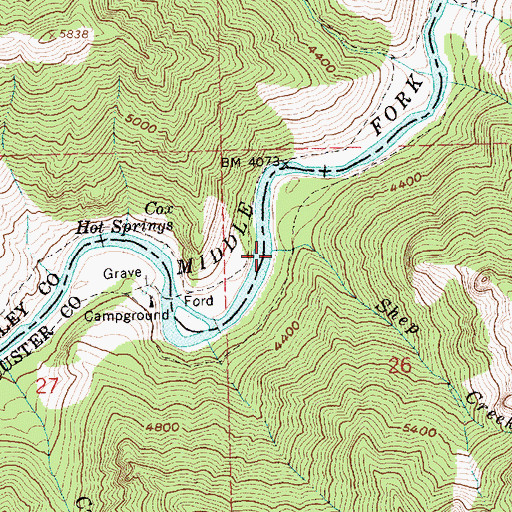 Topographic Map of Shep Creek, ID