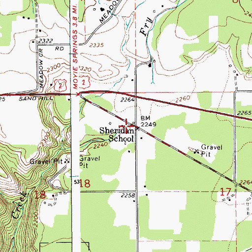 Topographic Map of Sheridan School, ID