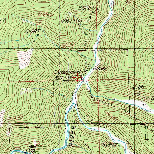 Topographic Map of Sherlock Creek, ID