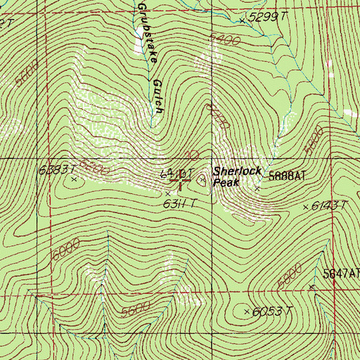 Topographic Map of Sherlock Peak, ID