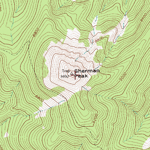Topographic Map of Sherman Peak, ID