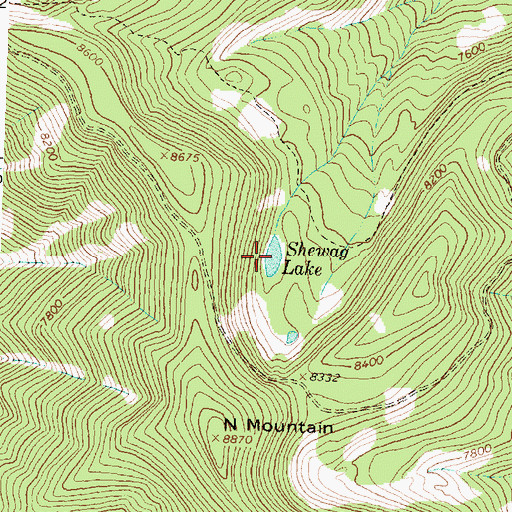 Topographic Map of Shewag Lake, ID