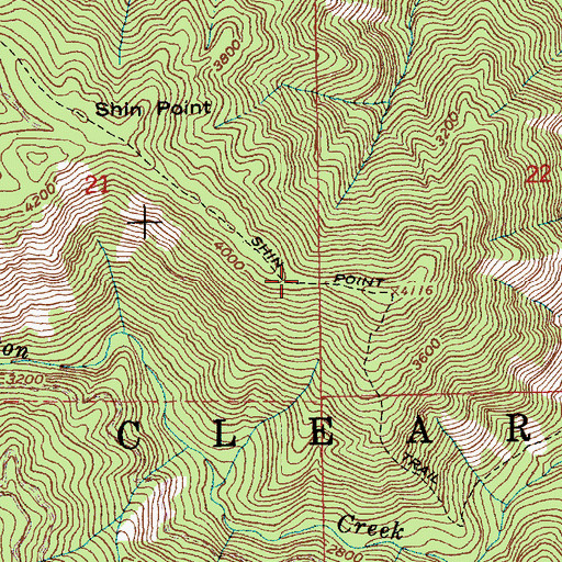 Topographic Map of Shin Point Trail, ID
