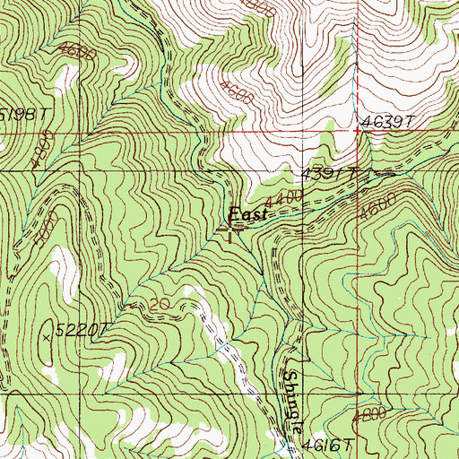 Topographic Map of Shingle Creek, ID