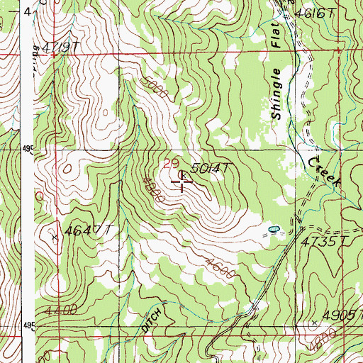 Topographic Map of Shingle Flat, ID