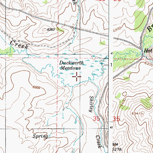 Topographic Map of Shirley Creek, ID