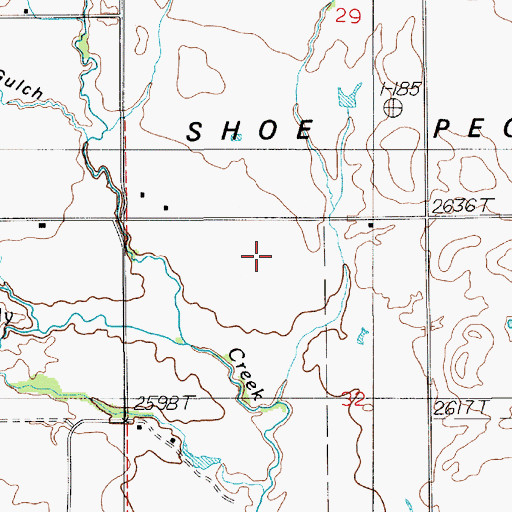 Topographic Map of Shoe Peg Valley, ID