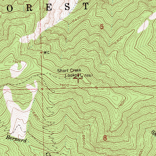 Topographic Map of Short Creek Lookout, ID