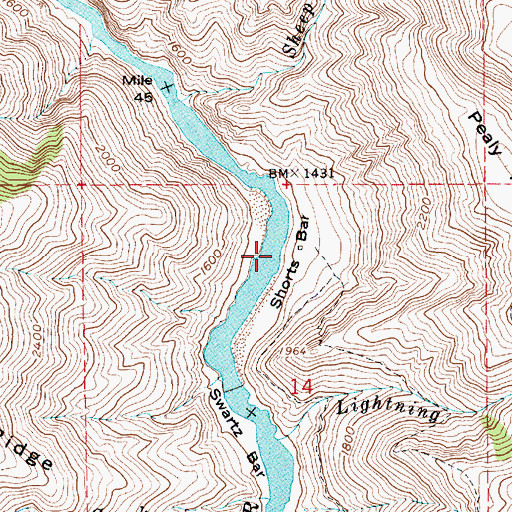 Topographic Map of Shorts Bar, ID