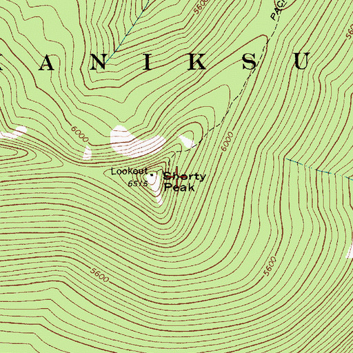 Topographic Map of Shorty Peak, ID