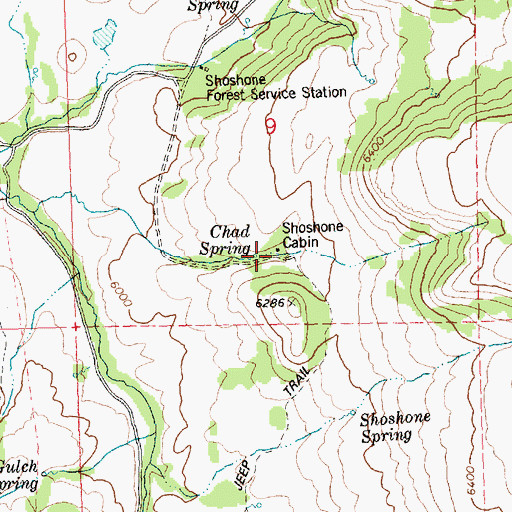 Topographic Map of Shoshone Cabin, ID